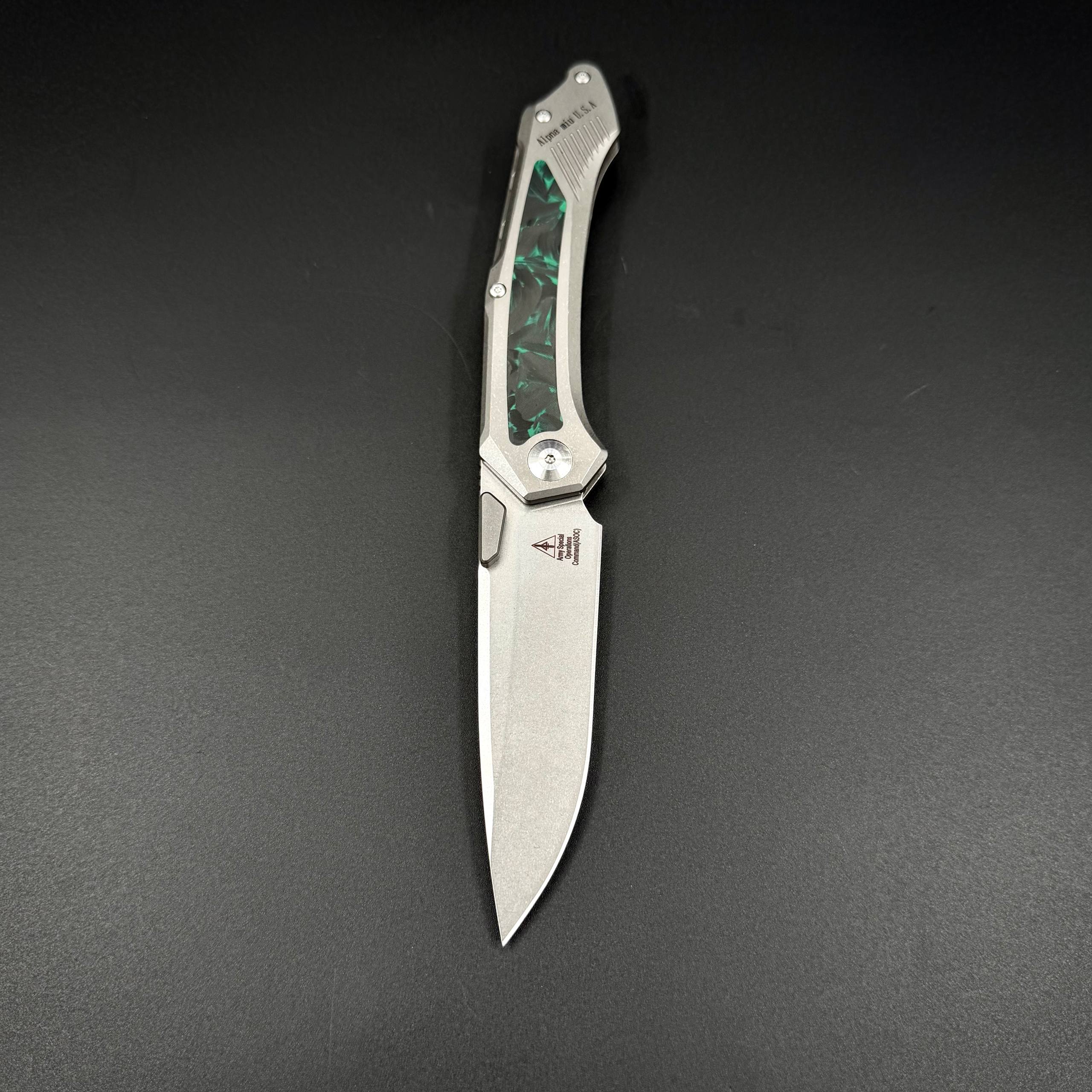 Складной нож Vigil n690co Titanium Carbon Fiber T106 Green Alpha Miu