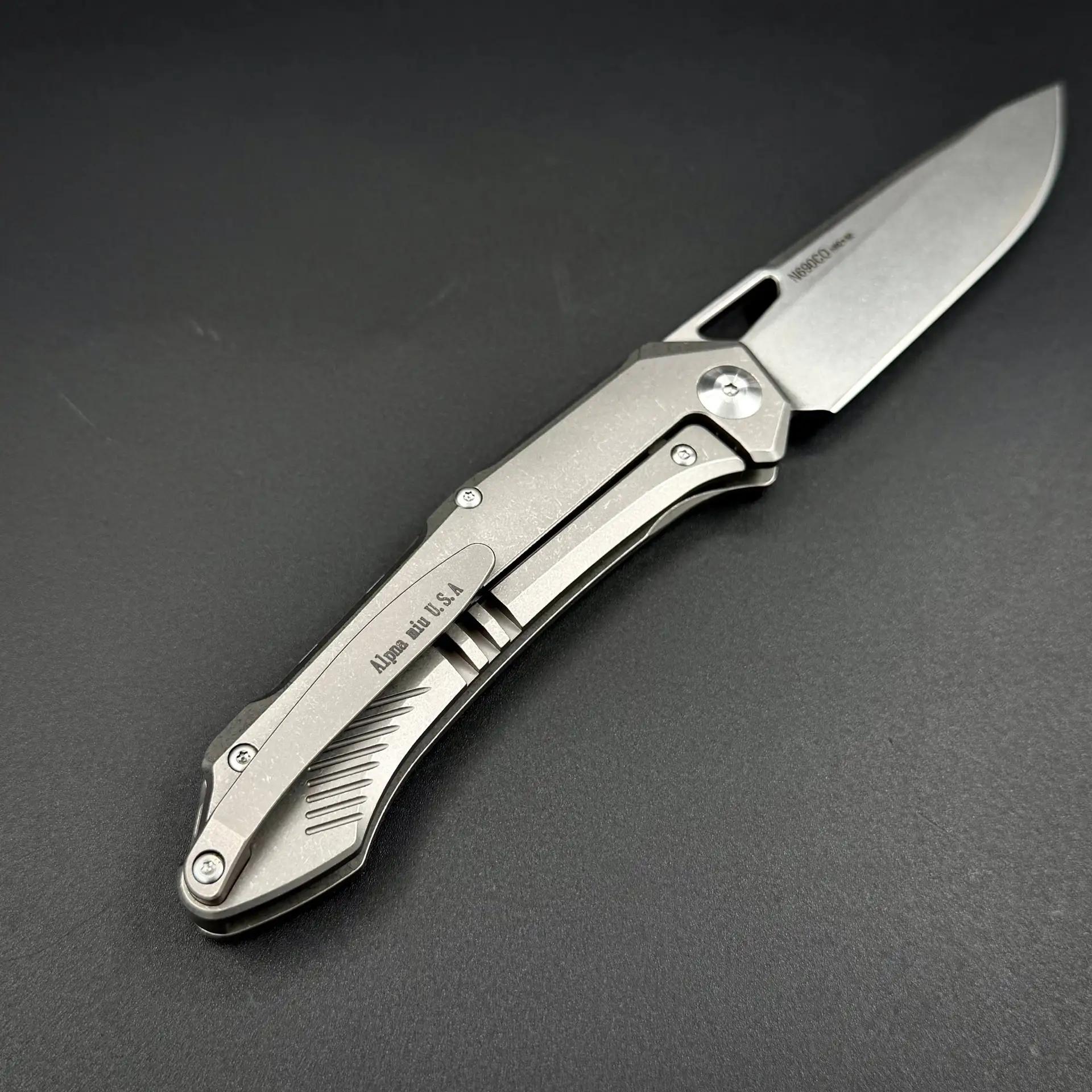 Складной нож Vigil n690co Titanium Carbon Fiber T107 Yellow Alpha Miu