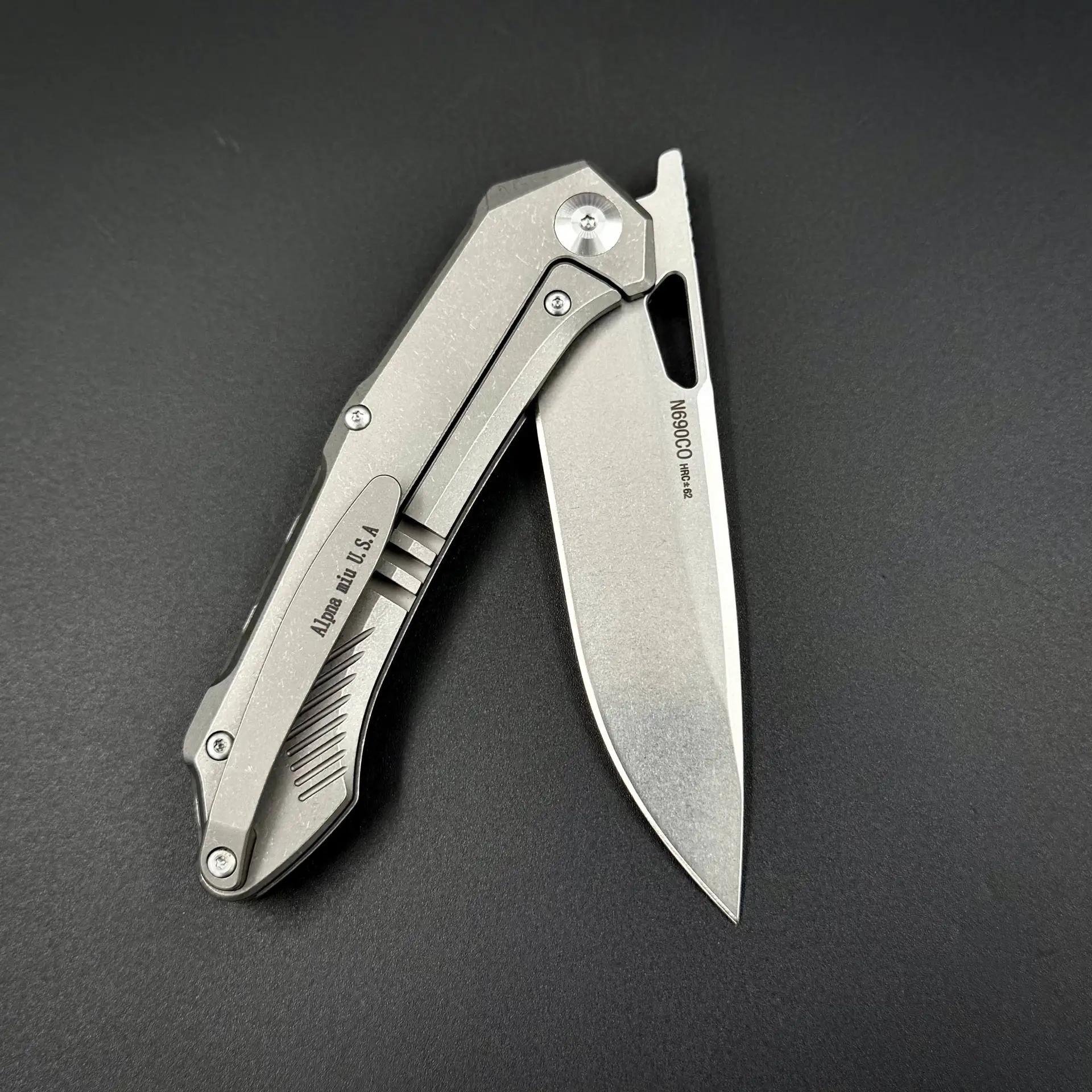 Складной нож Vigil n690co Titanium Carbon Fiber T107 Yellow Alpha Miu