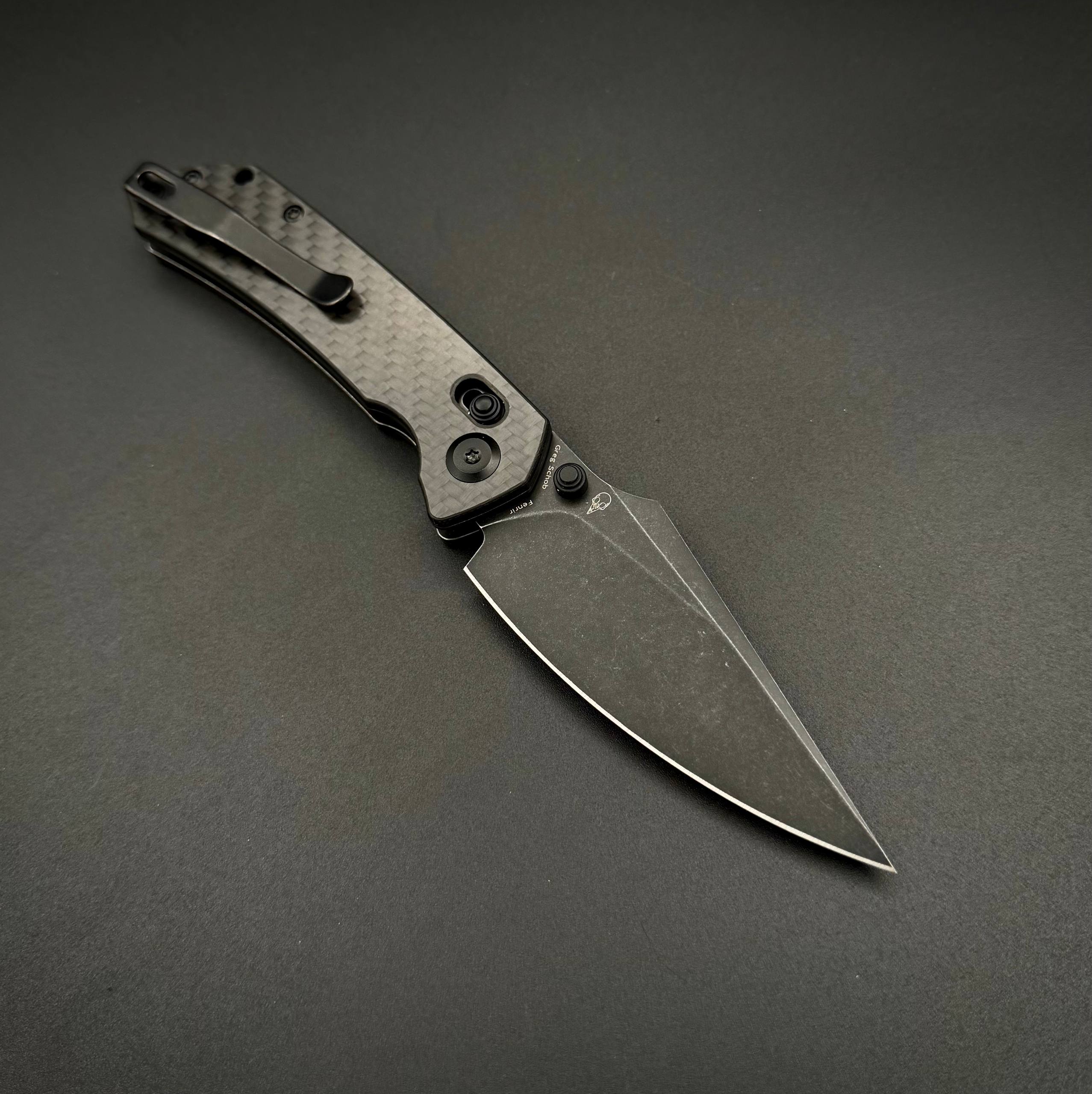 Kansept Fenrir Black Stonewashed CPM S35VN, Twill Carbon