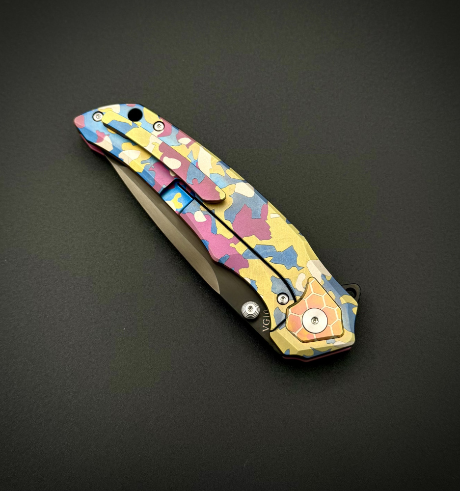 Складной нож REX N690CO Titanium Blue Pink Alpha Miu