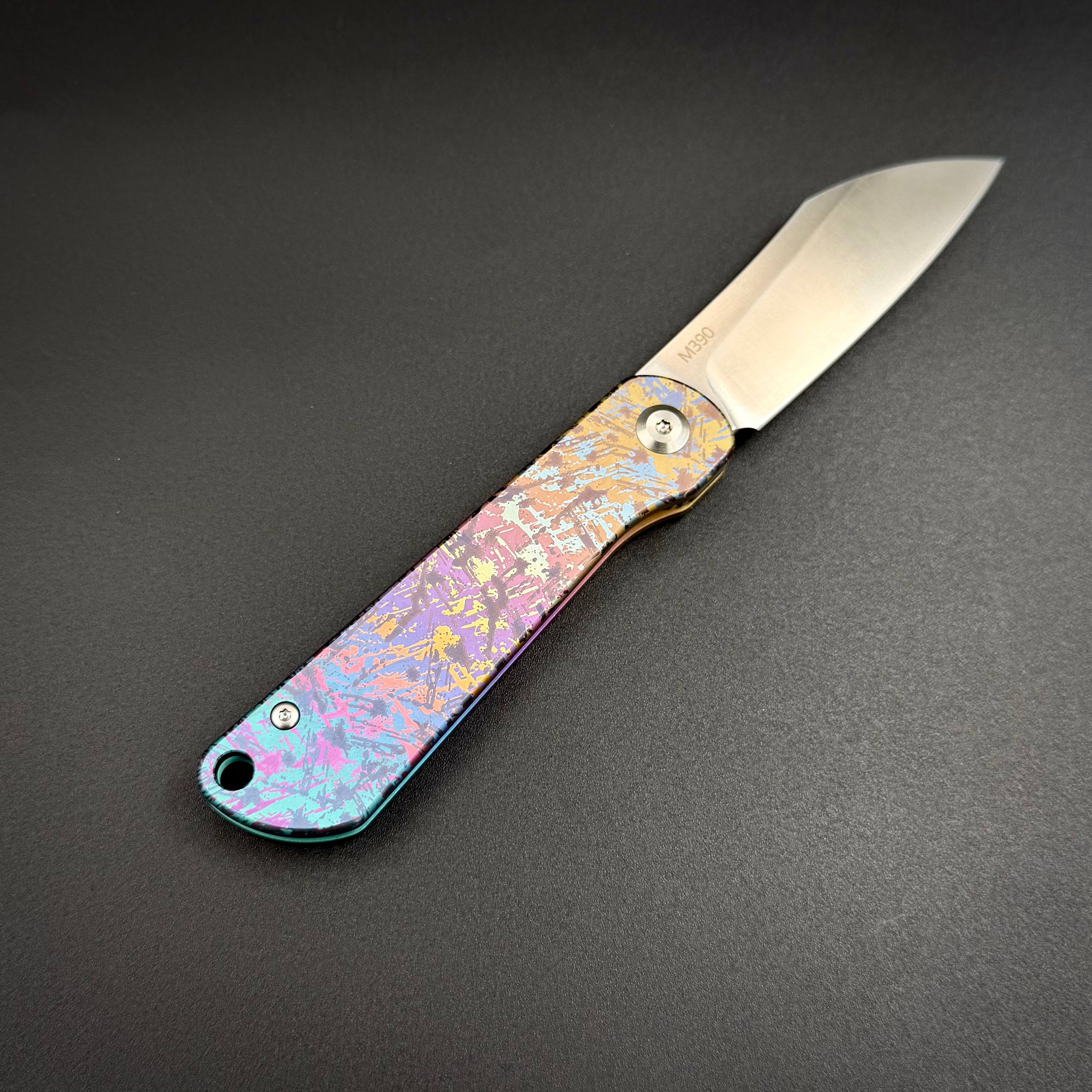 Складной нож REI M390 Yellow Pink Titanium Alpha Miu
