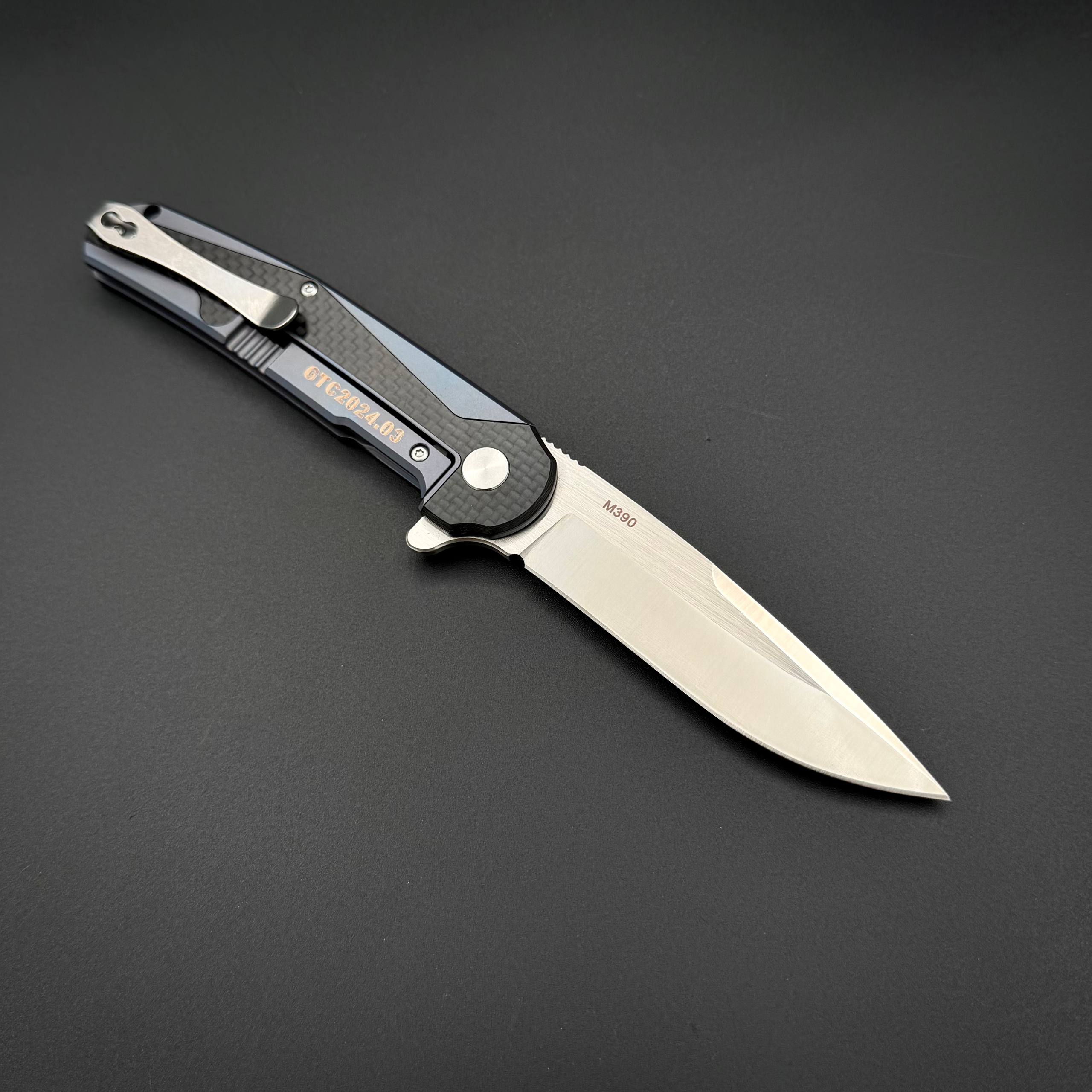 Cкладной нож Ti-Drop Blue M390 Alpha Miu
