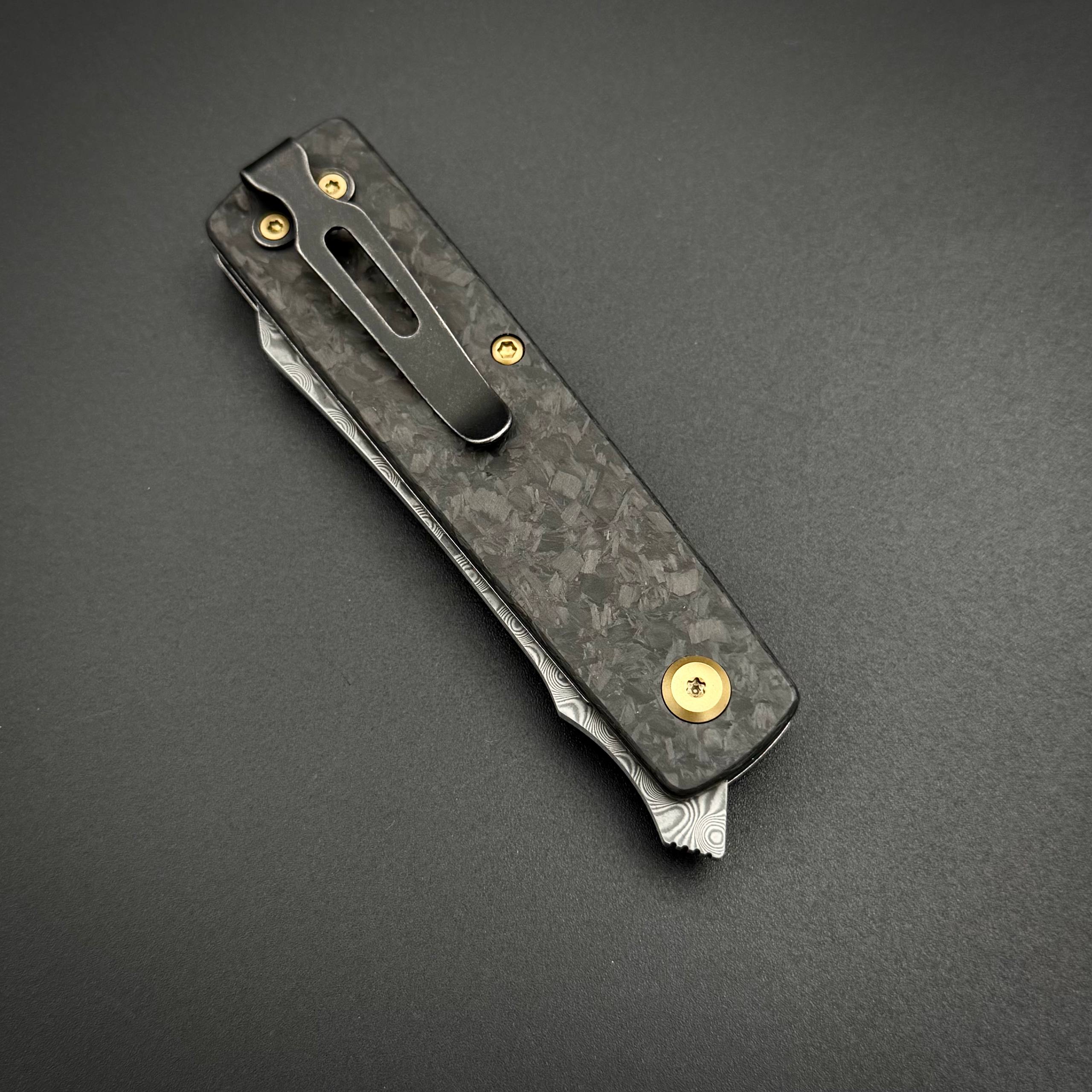 Складной нож Higonokami Kansept Damascus Shred Carbon Fiber