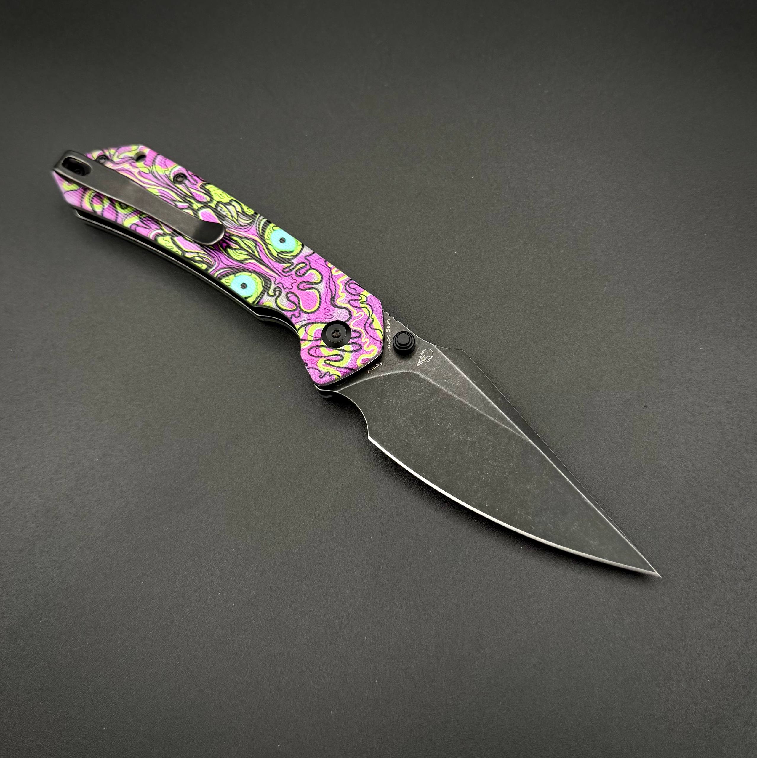 Складной нож Tenable Fenrir Blackwash 14C28N Jade G10 Purple Print
