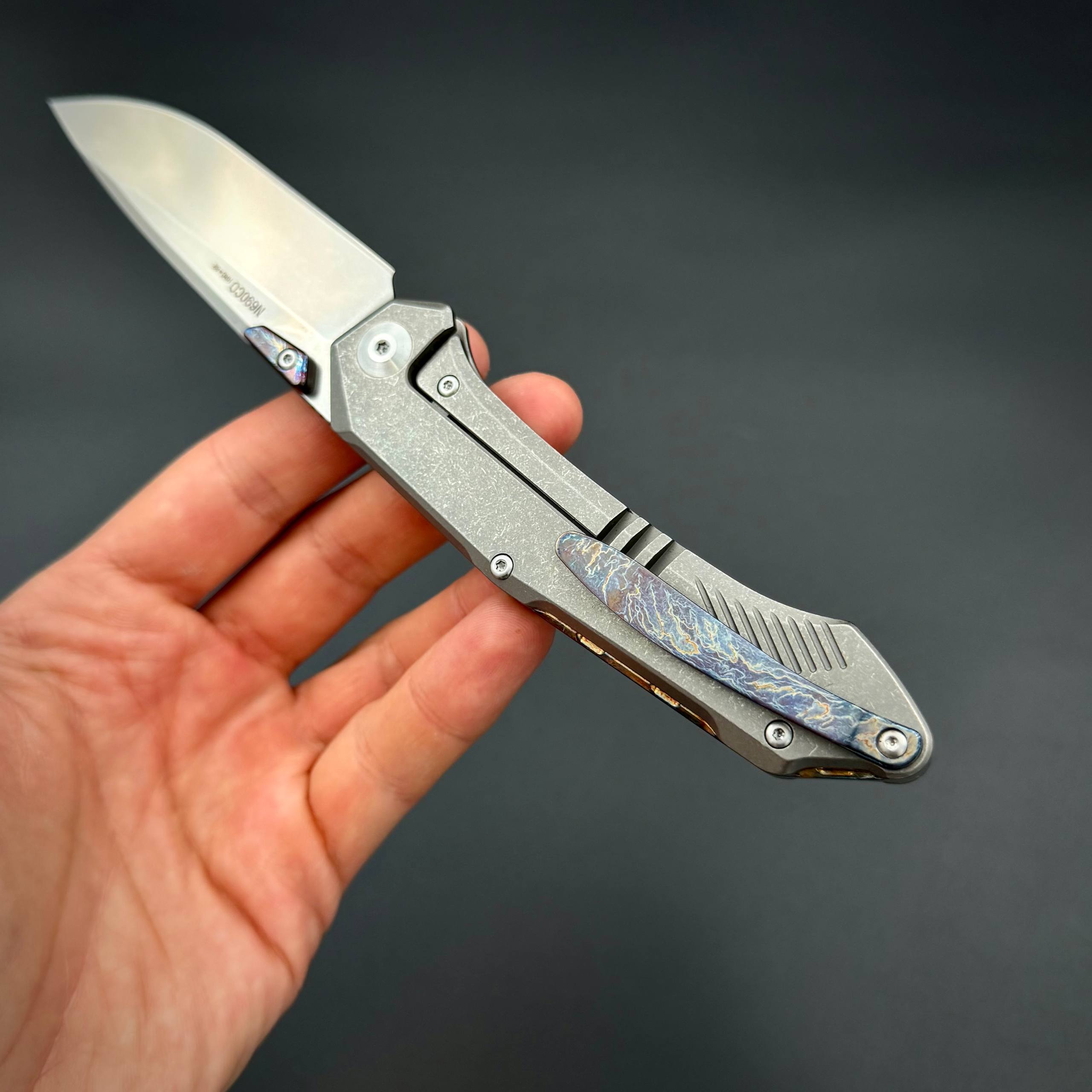 Складной нож Vigil n690co Titanium Custom Carbon Fiber T108 Yellow Alpha Miu