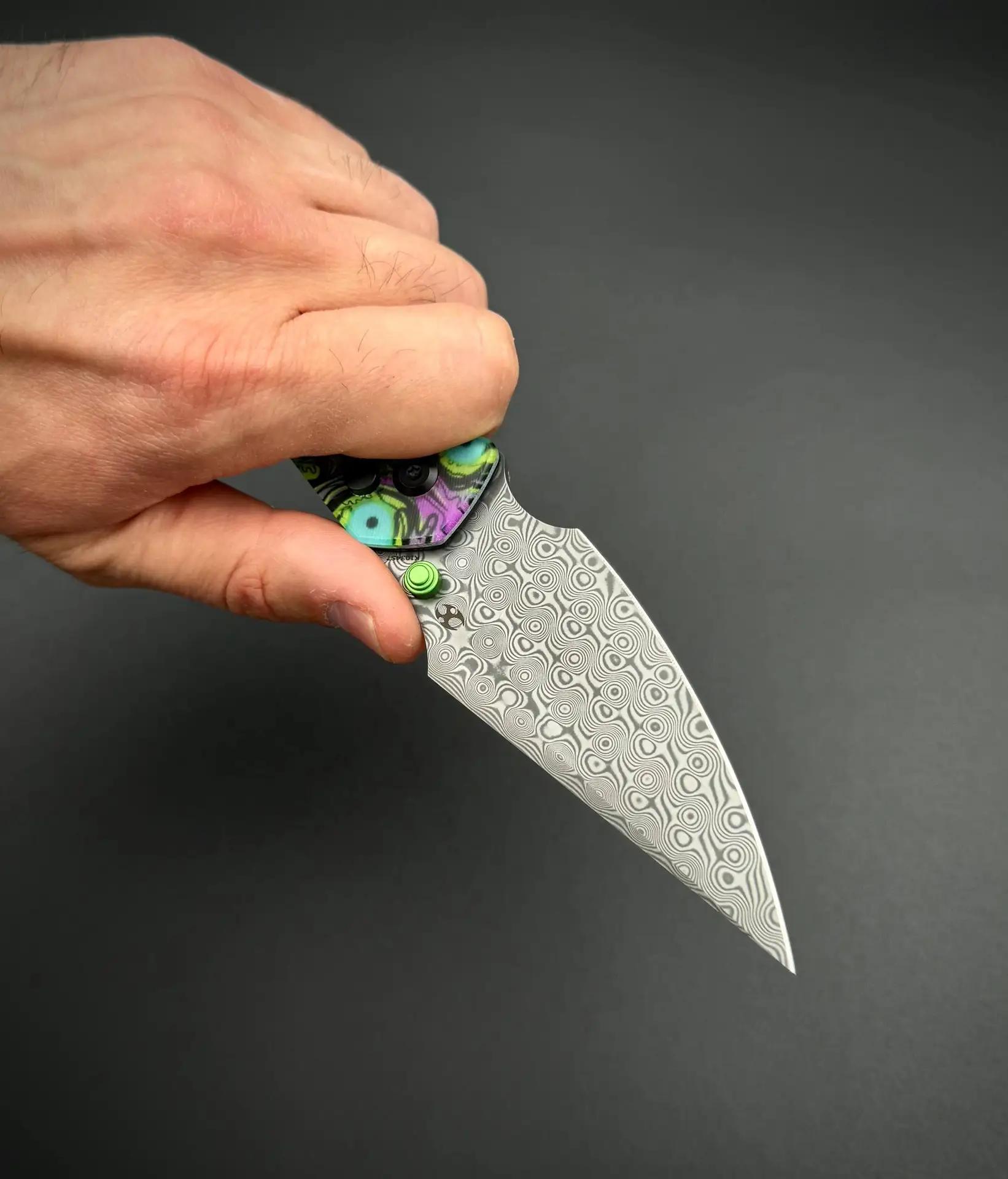 Складной нож Kansept Fenrir Damascus, PC with Purple Undead Print