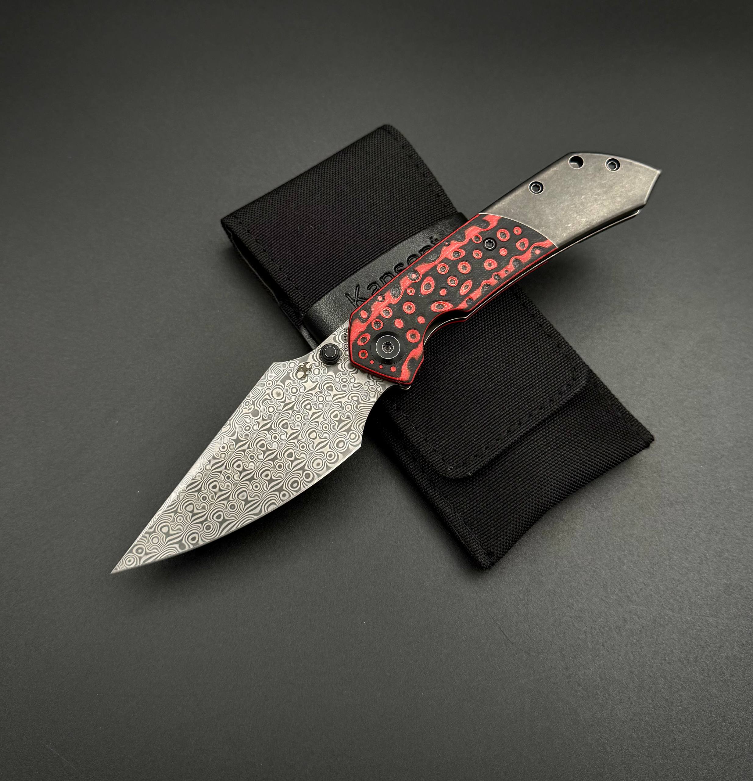 Складной нож Kansept Fenrir Damascus Black Red G10 Black TiCn Coated Titanium