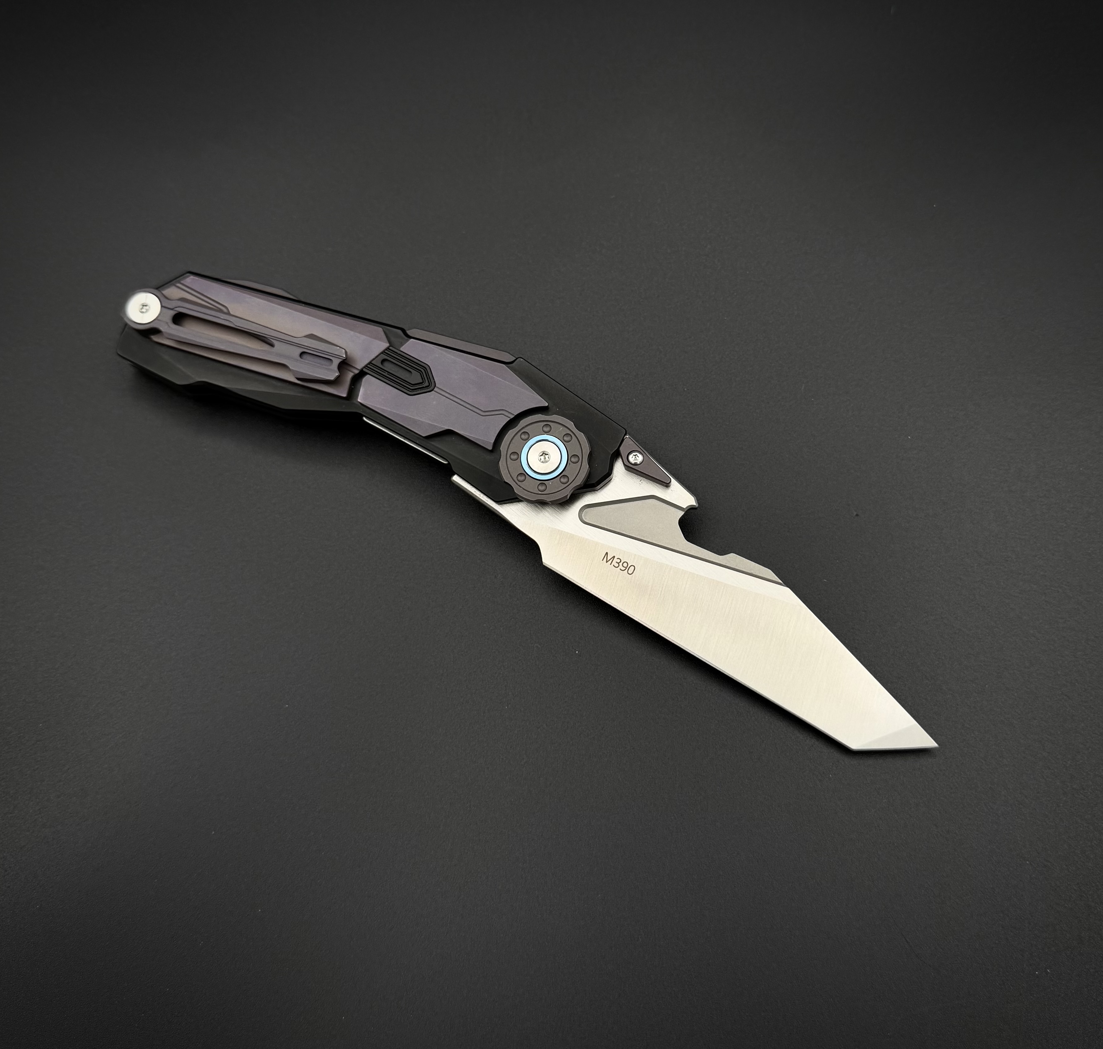 Складной нож Obsidian Purple m390 Alpha Miu