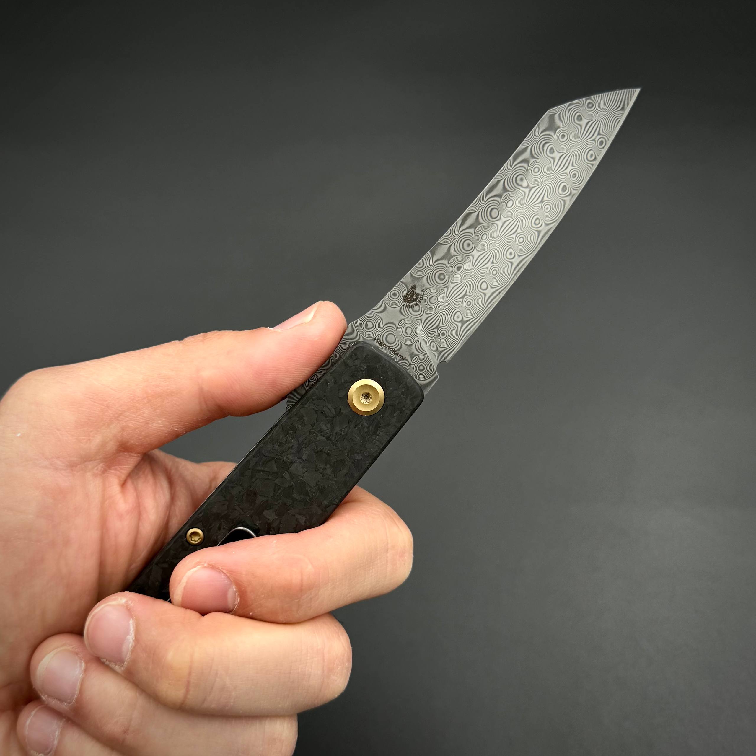 Складной нож Higonokami Kansept Damascus Shred Carbon Fiber