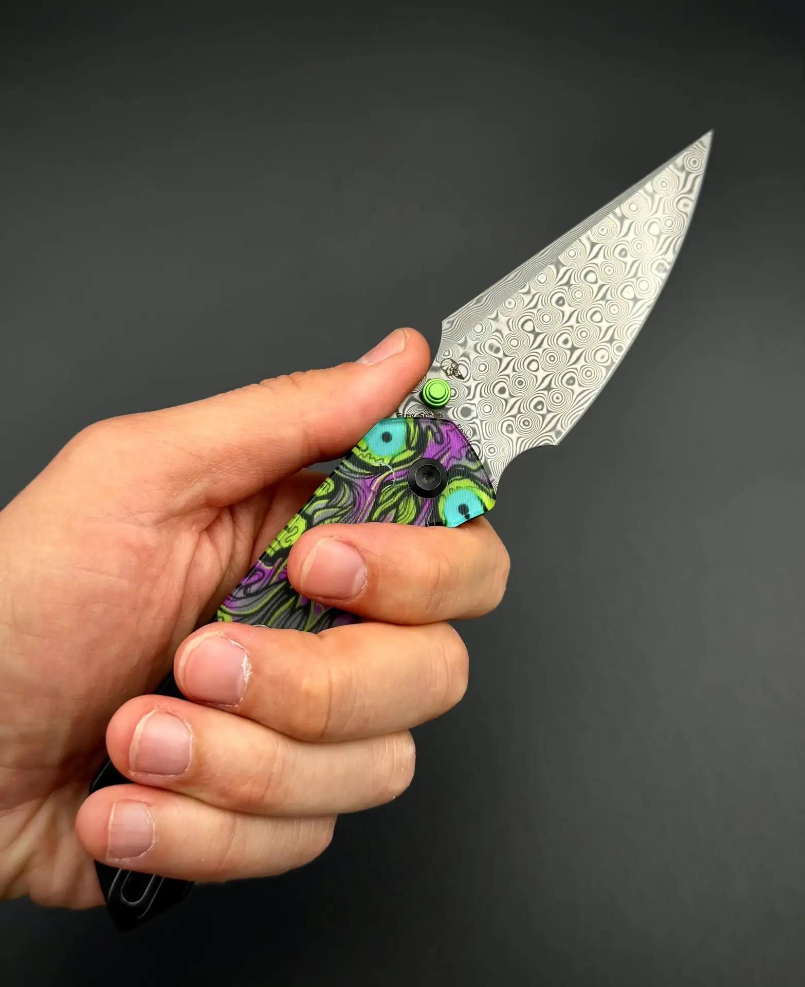Складной нож Kansept Fenrir Damascus, PC with Purple Undead Print