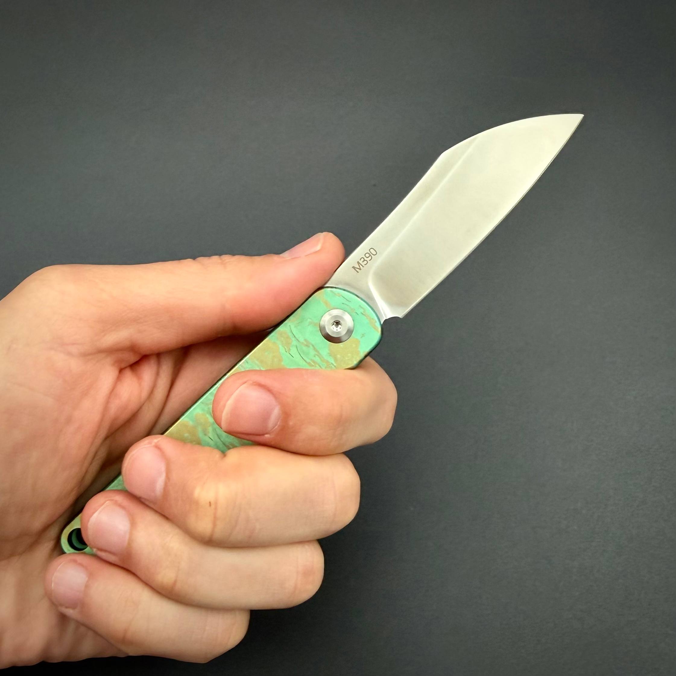 Складной нож REI M390 Green Yellow Titanium Terra Series