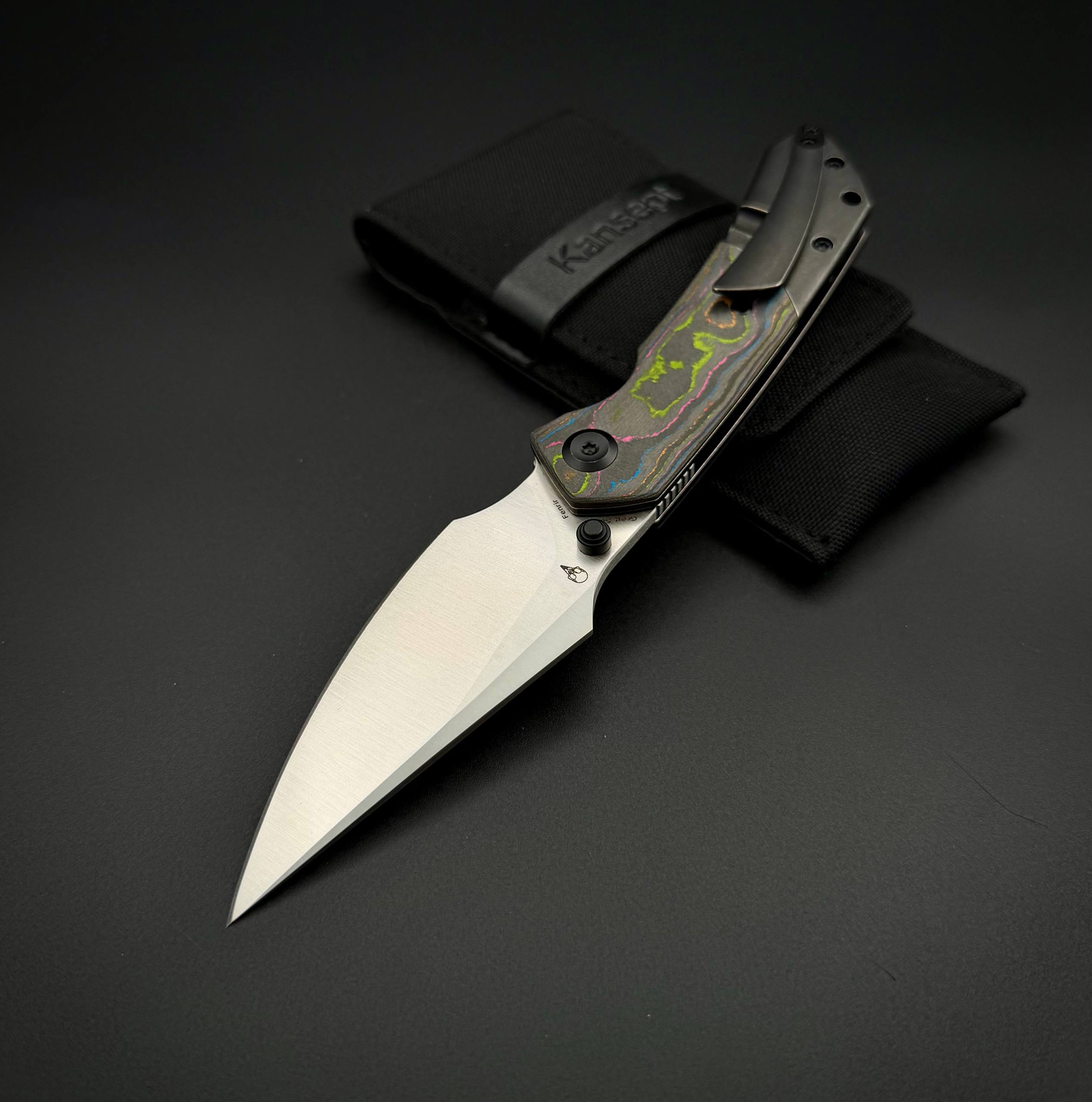 Складной нож Kansept Fenrir Satin CPM s35vn Blackwash Titanium 80s Carbon