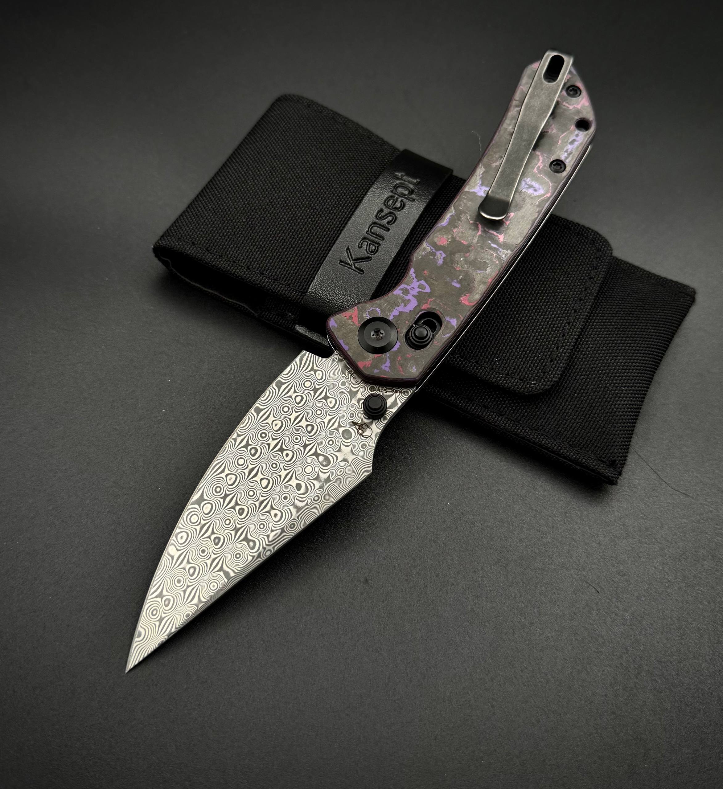 Складной нож Kansept Fenrir Damascus Purple Haze Fatcarbon