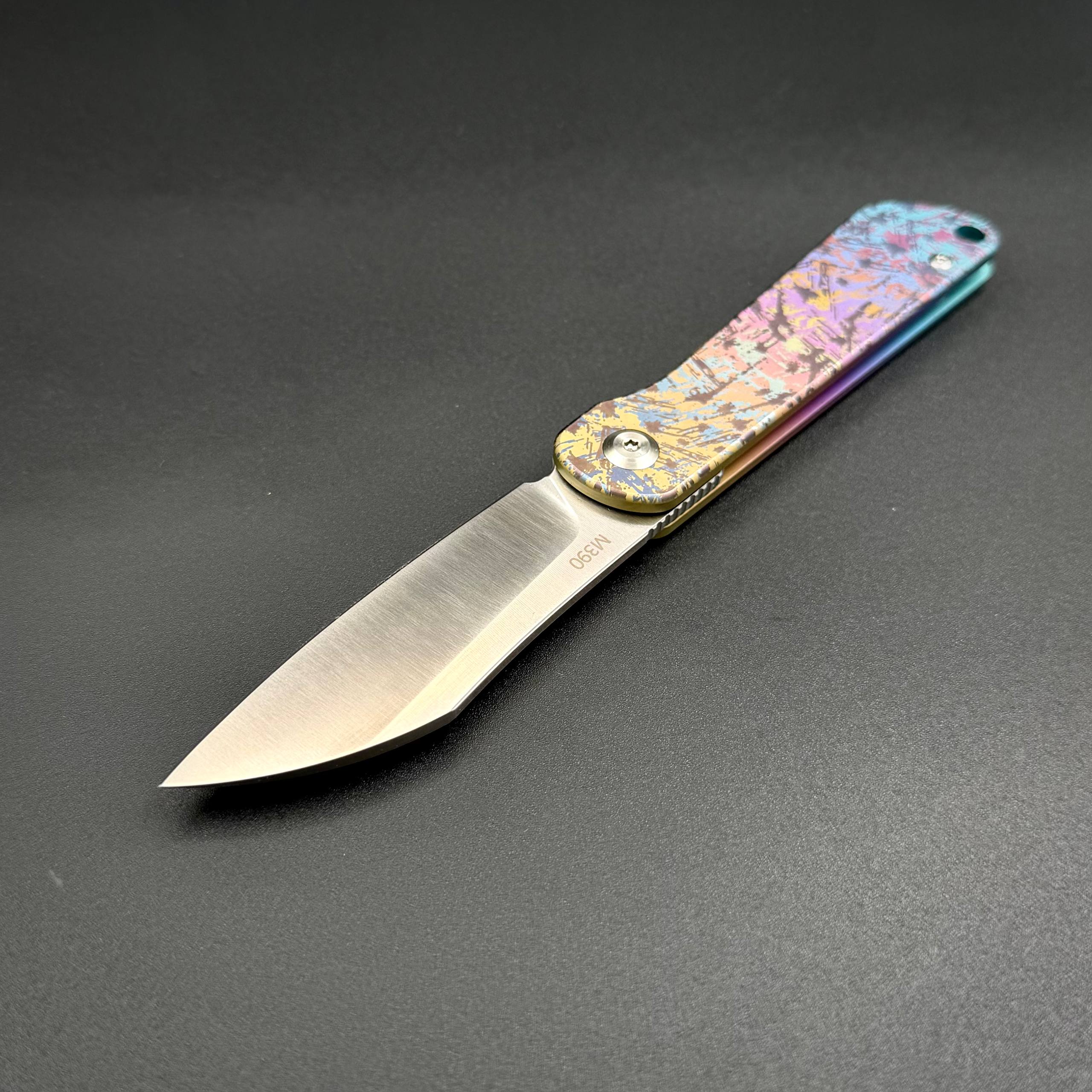Складной нож REI M390 Yellow Pink Titanium Alpha Miu