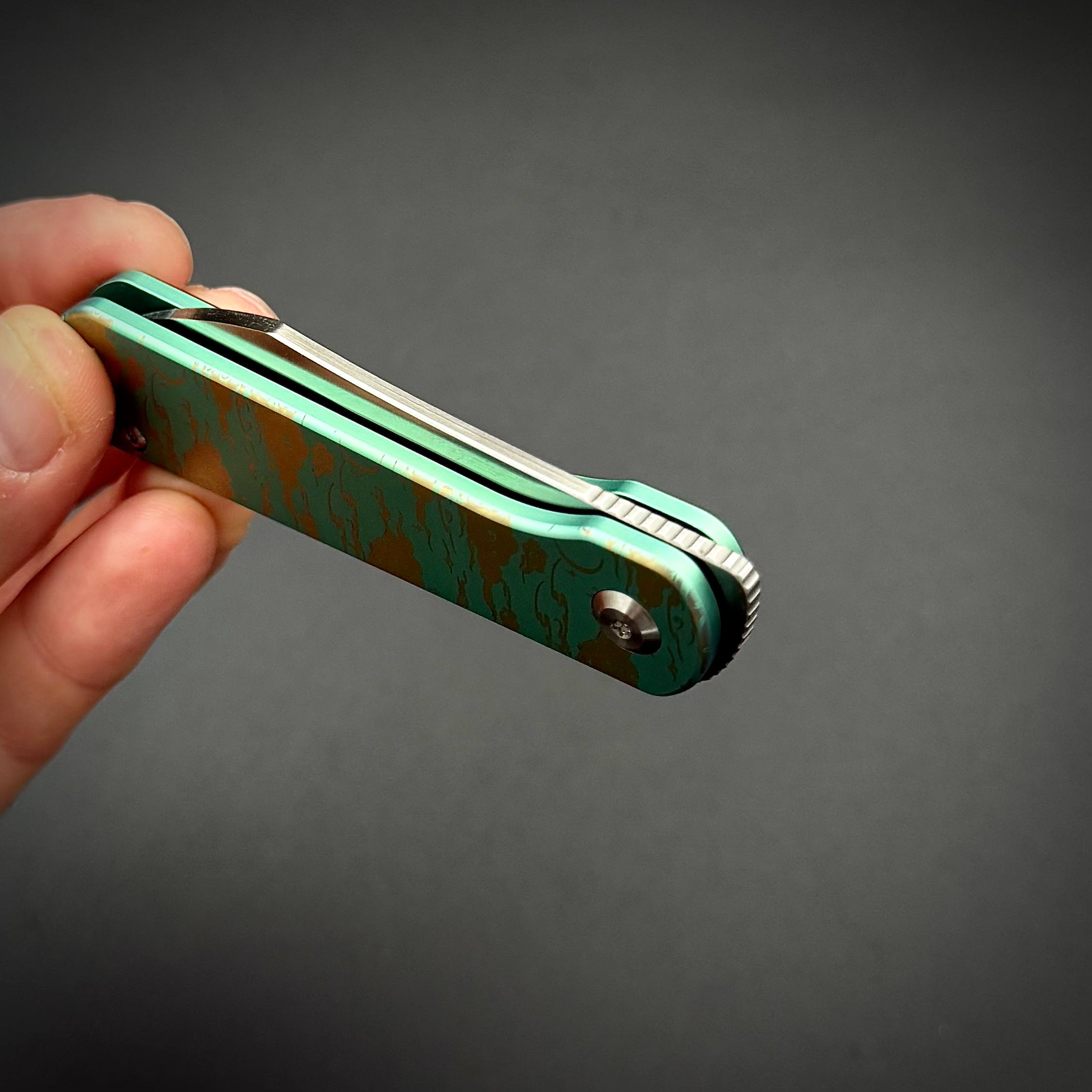 Складной нож REI M390 Green Yellow Titanium Terra Series