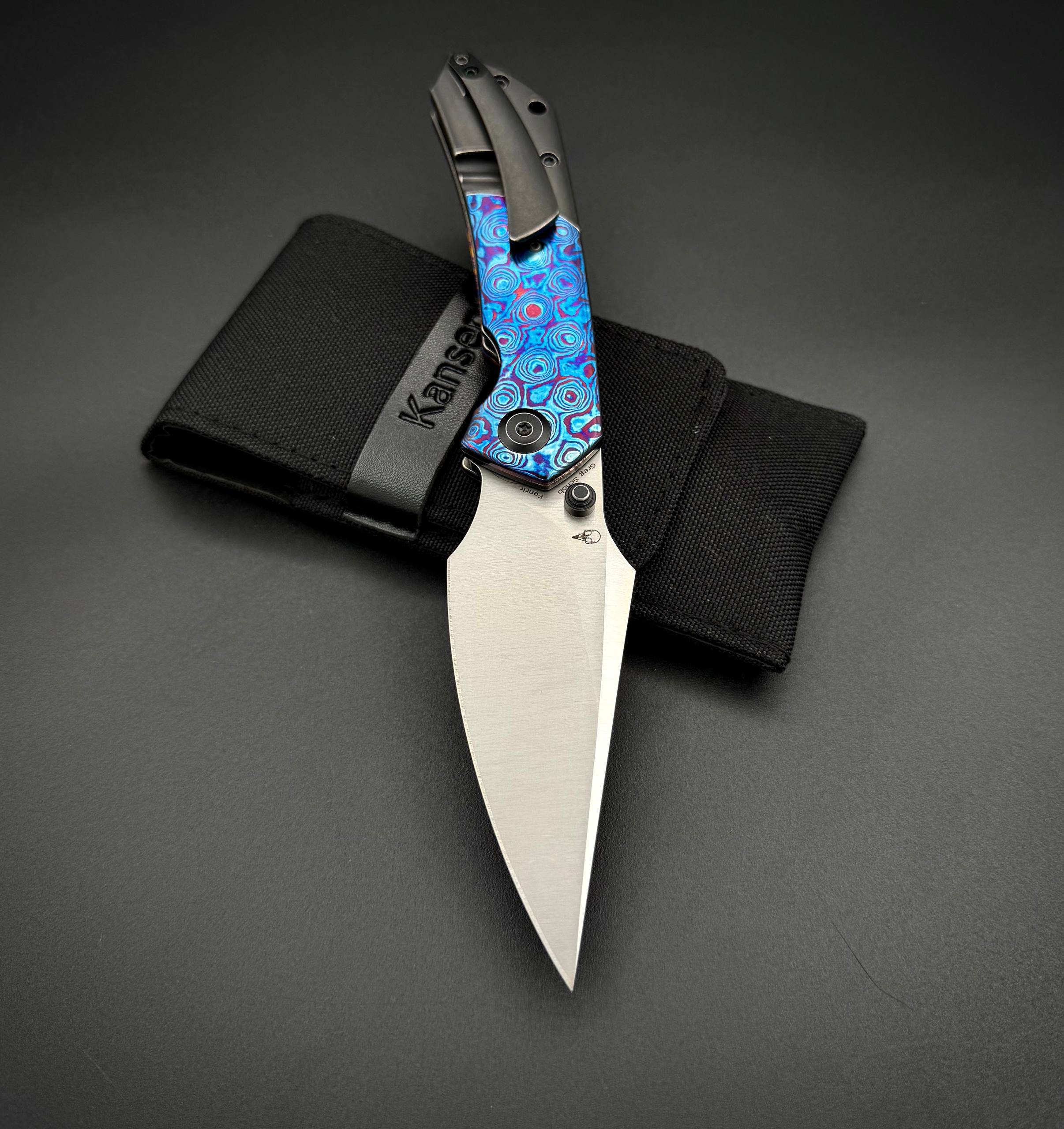 Складной нож Kansept Fenrir Satin CPM s35vn Black Stonewashed Titanium Timascus