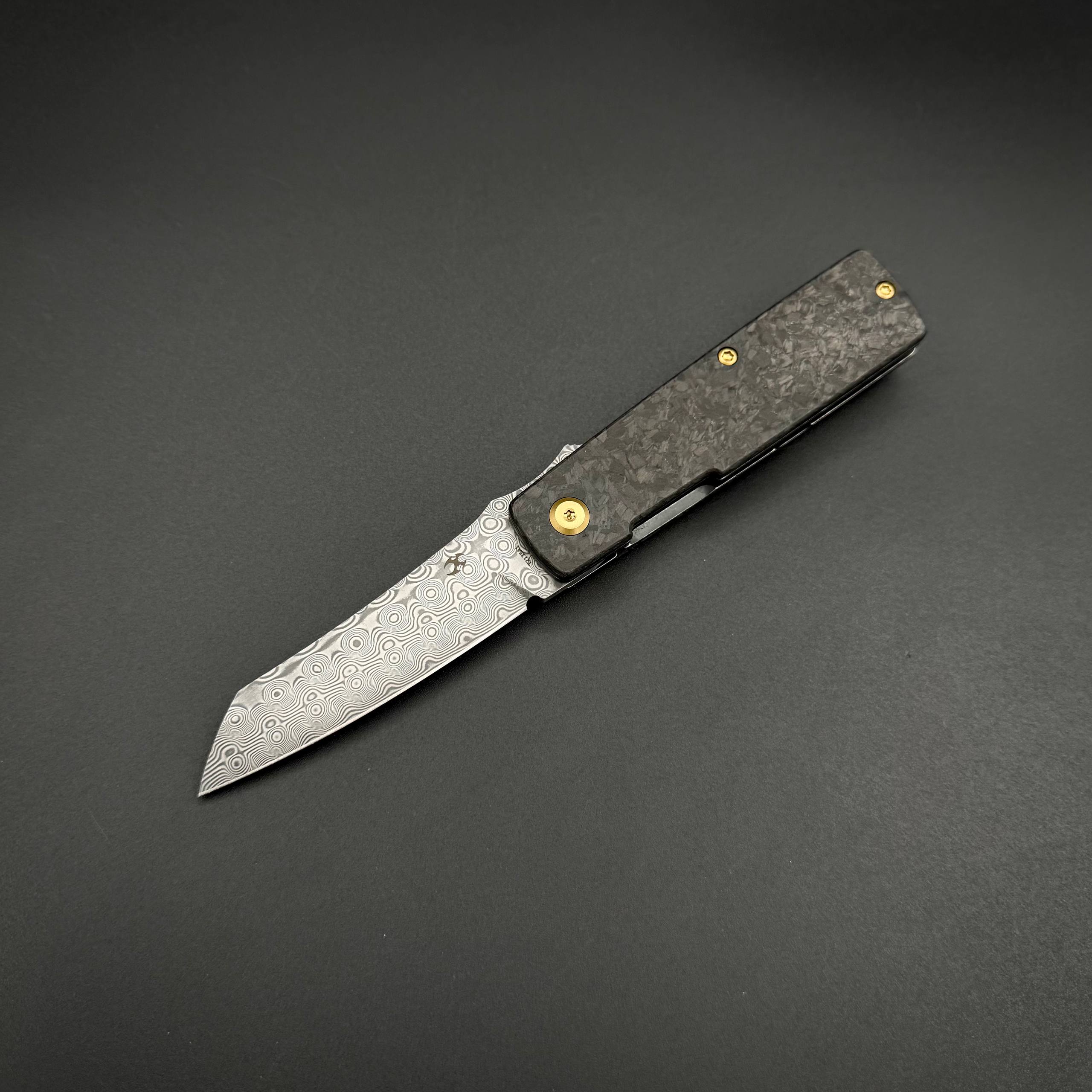 Складной нож Higonokami Kansept Damascus Shred Carbon Fiber
