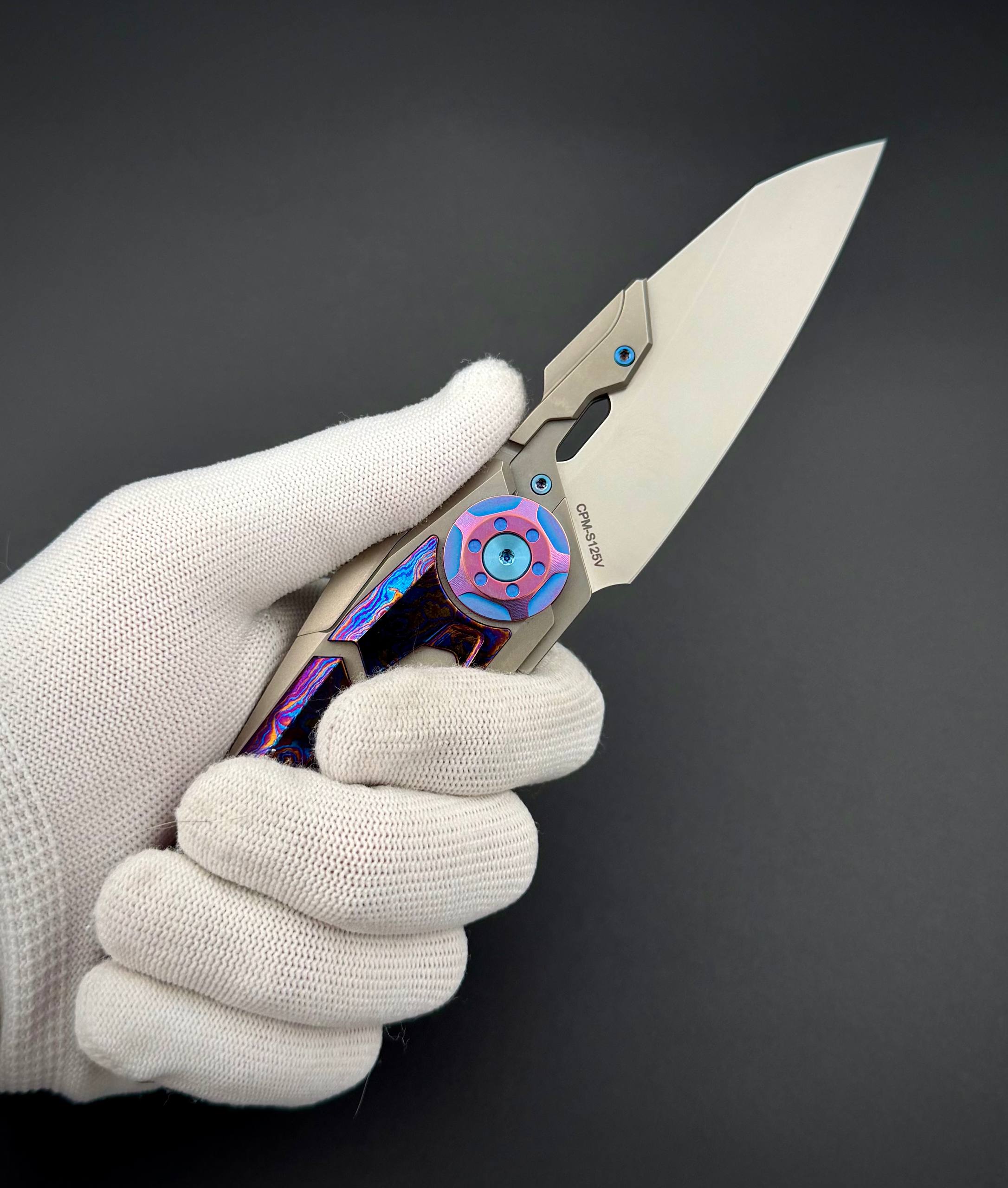 Складной нож интеграл Nexus CPM S125V Timascus Gunmetal Black Titanium  Alpha Miu