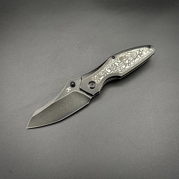 Складной нож Kansept Baba Yaga CPM 20CV Blackwash Titanium Black White Nebula Carbon Inlay
