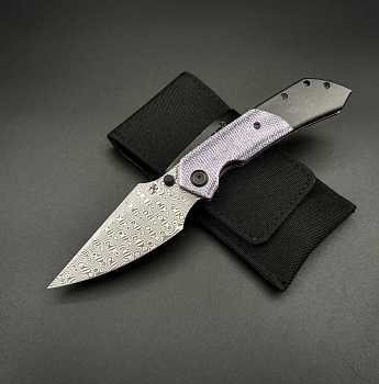 Складной нож Kansept Fenrir Damascus Black Wash Titanium Purple Micarta