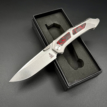 Складной нож Vigil n690co Titanium Carbon Fiber T108 Red Alpha Miu