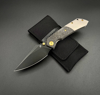 Складной нож Kansept Fenrir Black TiCn Coated and stonewashed CPM s35vn Shred carbon fiber Titanium
