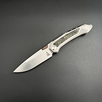 Складной нож Vigil n690co Titanium Custom Carbon Fiber T106 Yellow Alpha Miu
